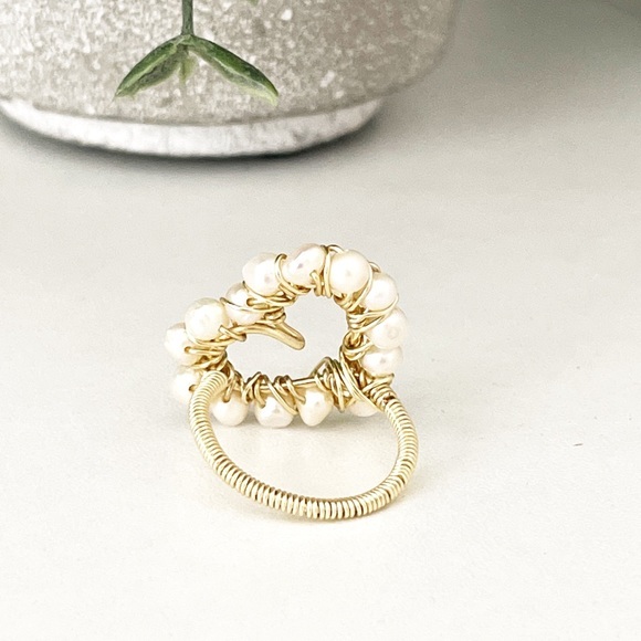 Artisan Heart ❤️ Freshwater pearl wrap ring - Picture 4 of 5
